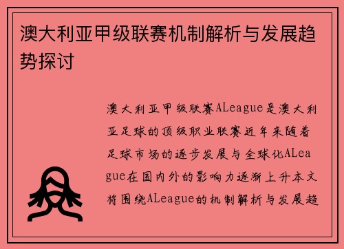澳大利亚甲级联赛机制解析与发展趋势探讨